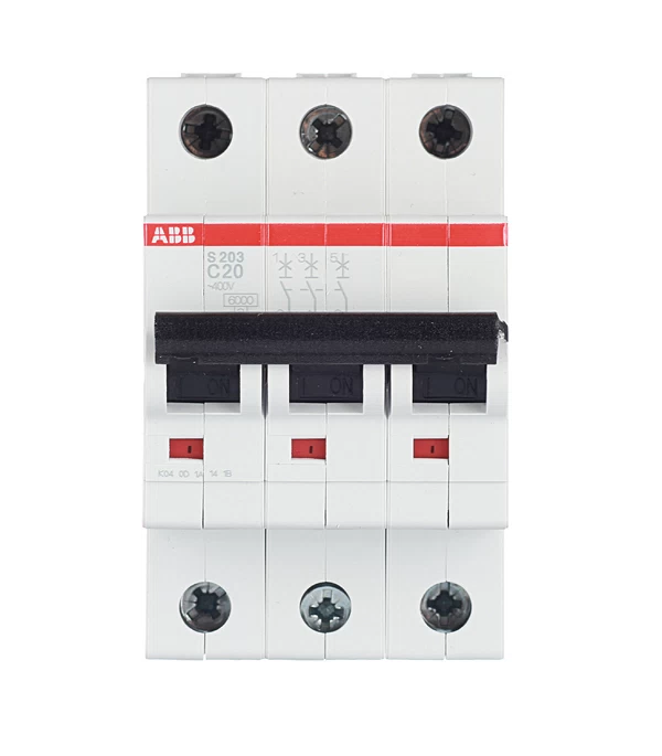 Автоматический выключатель модульный ABB S203 3P 20А тип C 6 кА 400 В (2CDS253001R0204)