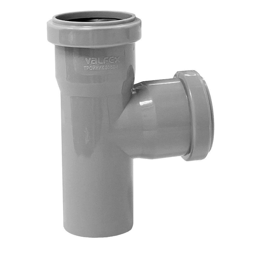 Тройник Valfex d50х50 мм 87° пластиковый для внутренней канализации