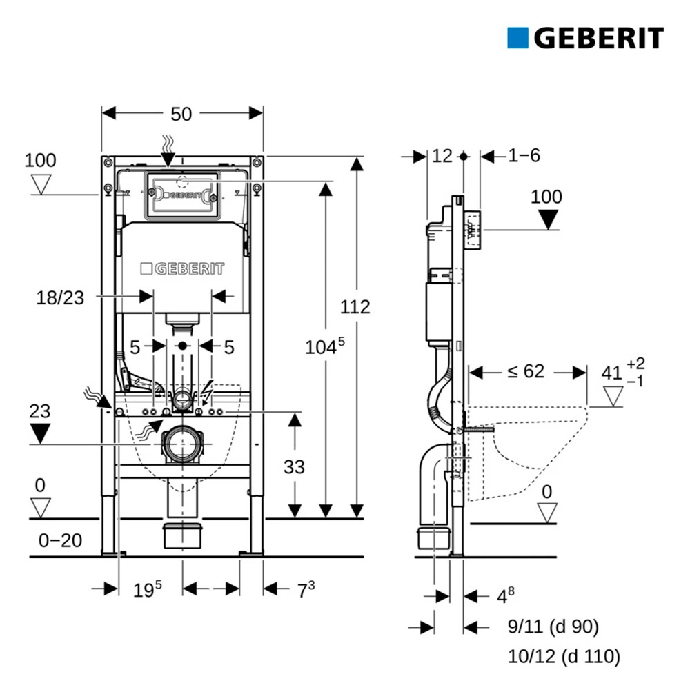 Инсталляция Geberit Delta Duofix для подвесного унитаза с кнопкой хром глянцевой (458.149.21.2)