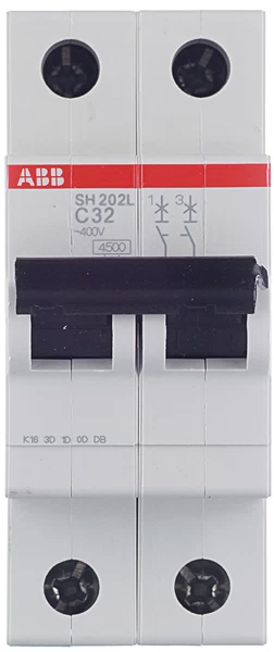 Автоматический выключатель модульный ABB SH202 2P 32А тип C 6 кА 400 В (2CDS212001R0324)