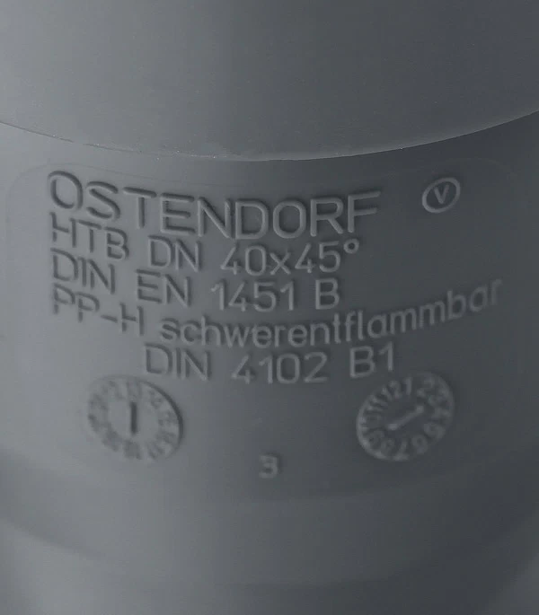 Отвод Ostendorf НТВ d40 мм 45° пластиковый для внутренней канализации (111120)