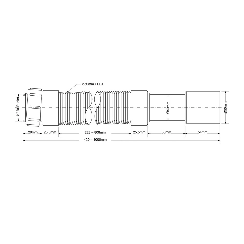 Сифон гофрированный McAlpine 1 1/2х40/50 мм (MRMF2)