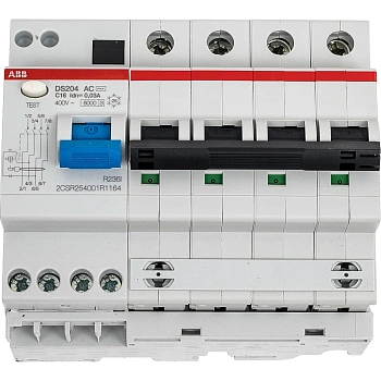 Дифавтомат ABB DS204 4P 16А тип AC хар. C 30 мА (2CSR254001R1164)