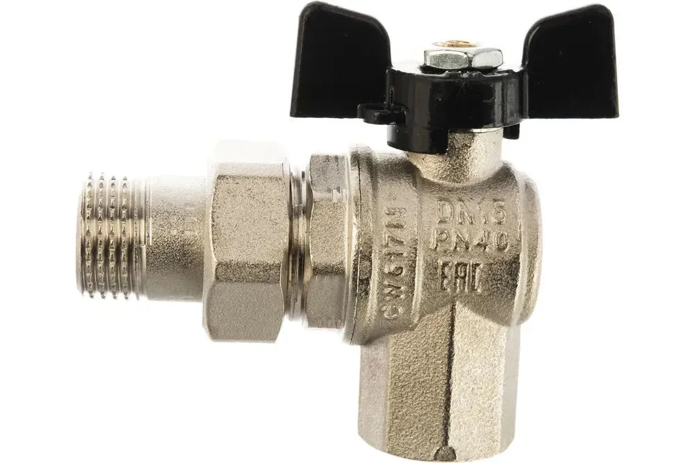 Кран шаровой угловой Bugatti Oregon 594 1/2" с американкой (со сгоном)