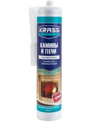 Герметик для каминов и печей силикатный Черный 1500С KRASS 300 мл.