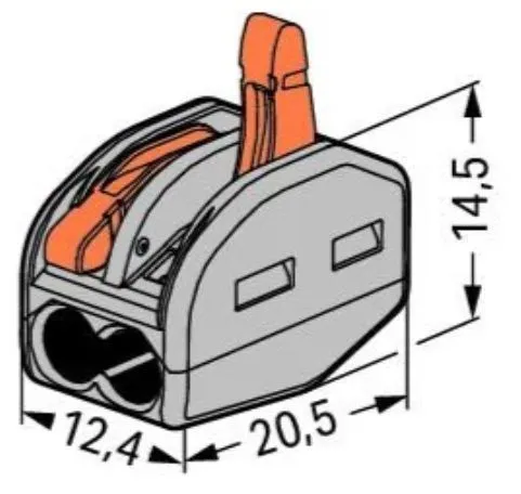Клемма WAGO с рычагами 2-проводная 222-412, 2 шт.