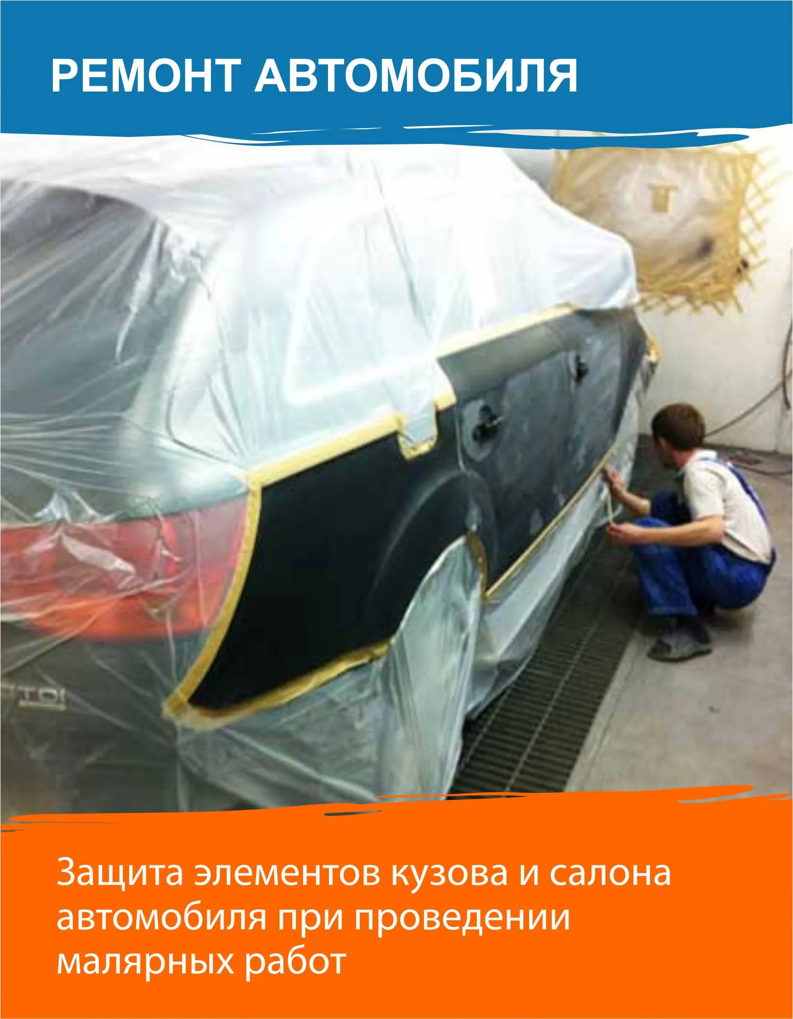 Пленка укрывная защитная с малярной лентой MASKO 2,4м х 20м 4WALLS