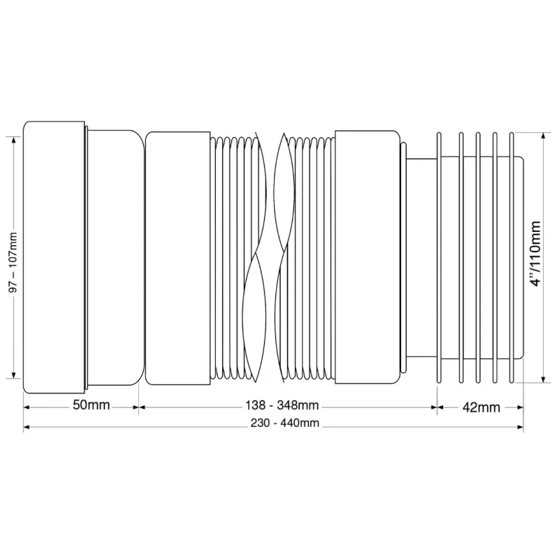 Гофра для унитаза с лепестковым окончанием (L230-440мм) McAlpine MRWC-F23R