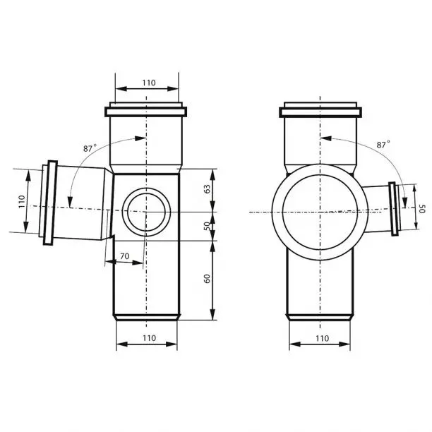 Крестовина двухплоскостная ПП 110Х110Х50-90 гр. Правая (1 шт)