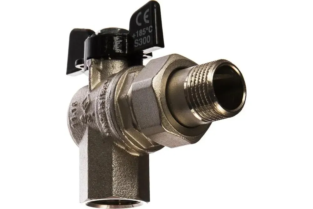 Кран шаровой угловой Bugatti Oregon 594 1/2" с американкой (со сгоном)