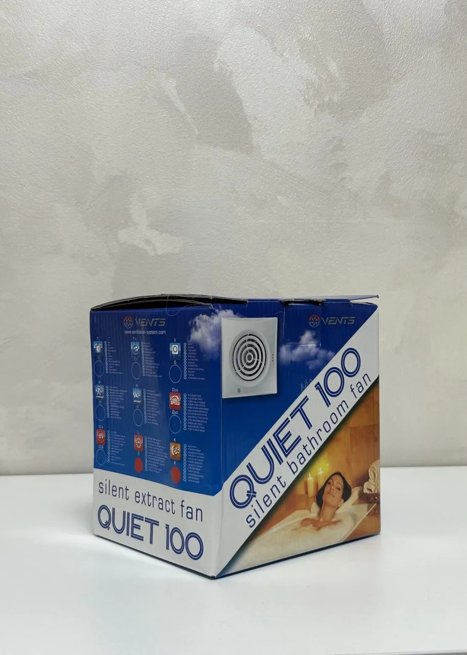 Вентилятор вытяжной VENTS Quiet 100, осевой, бесшумный, для ванной и туалета