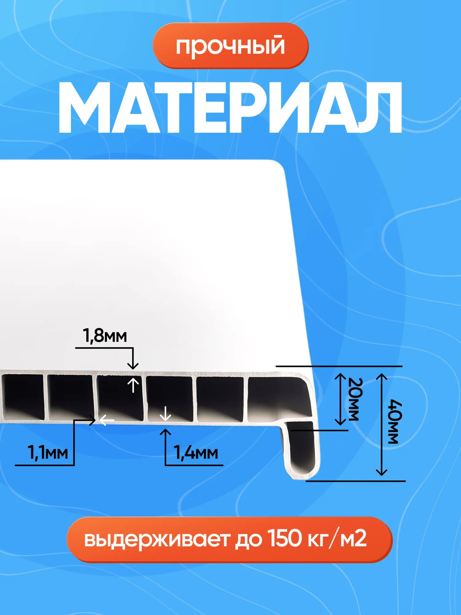 Пластиковый подоконник 250 х 600 белый.